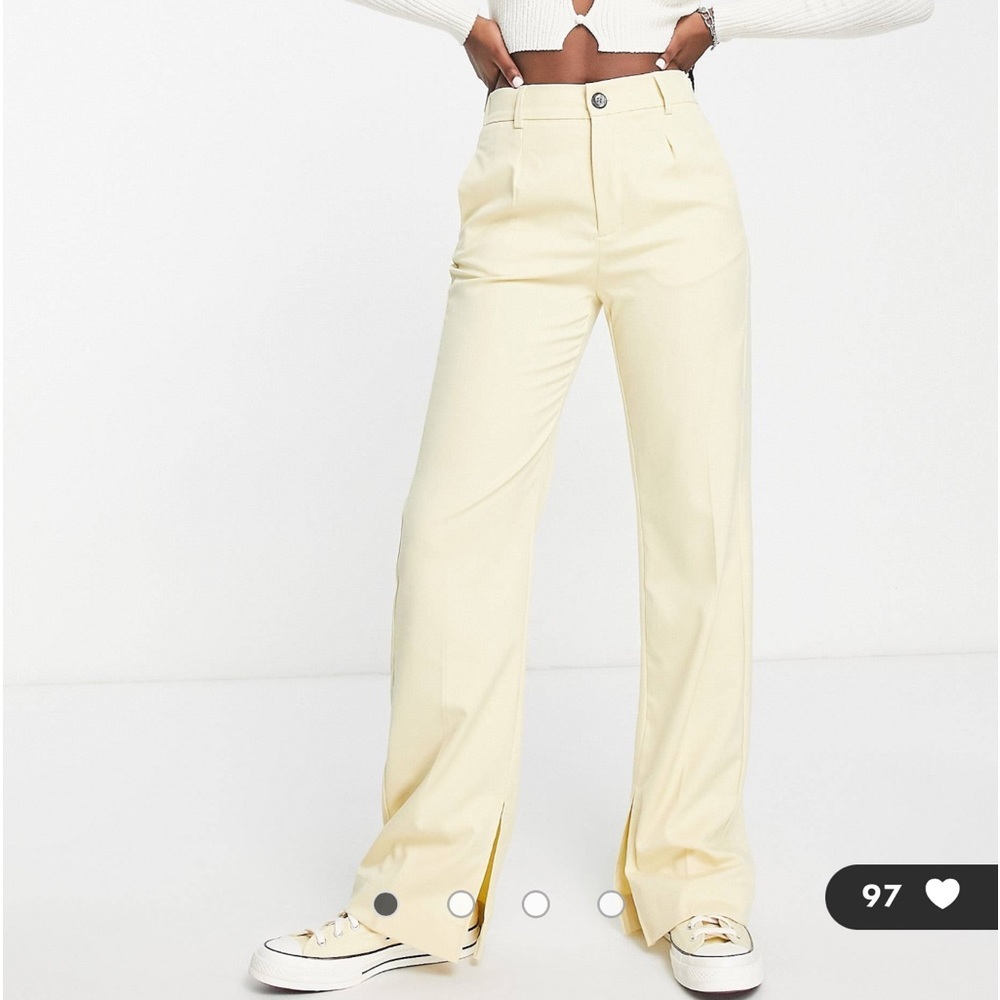 Bershka straight leg split hem tailored trouser